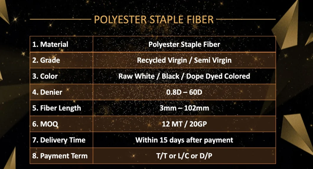 Polyester Staple Synthetic Chemical Recycled PSF Pet Fiber