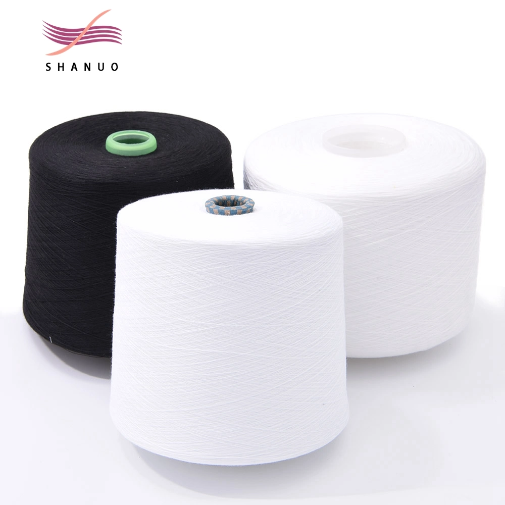 100% Spun Polyester Yarn 20s/3 Raw White on Paper Cone for Jeans Sewing