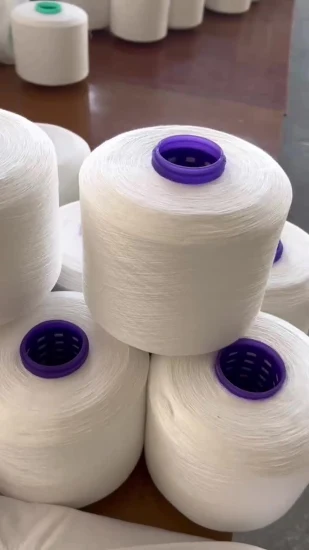 Knitting Yarn 100pct Spun Polyester Raw White Yarn 20s/30s/40s/50s/60s for Garment Sewing of Thick/Thin Fabric with High Quality Virgin Bright, Tfo/Ring Spun